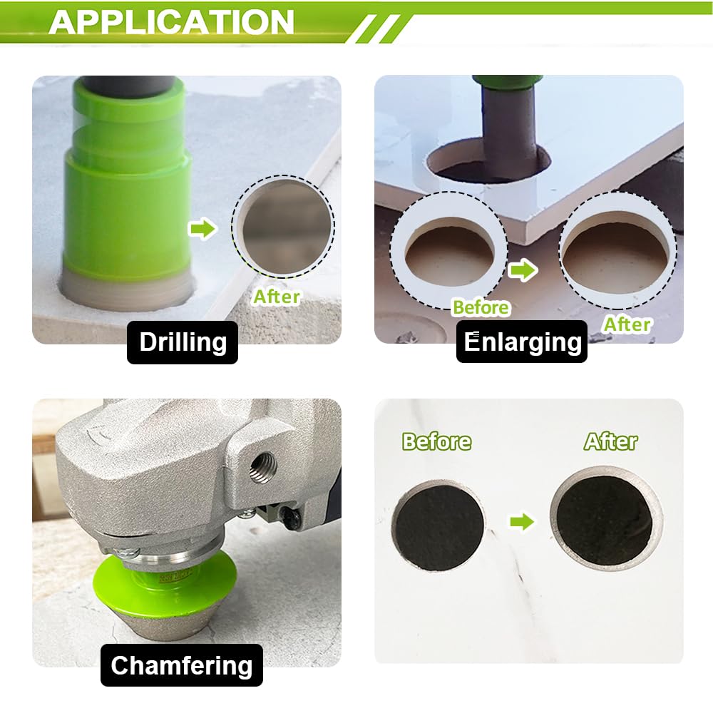 Diamond Core Drill Bits Set - Tile Hole Saw Kit 6/8/10/25/35/50/75/127MM+20F with 2" Diamond Beveling Chamfer Bits for Porcelain Ceramic Tile Granite Marble(11PCS)