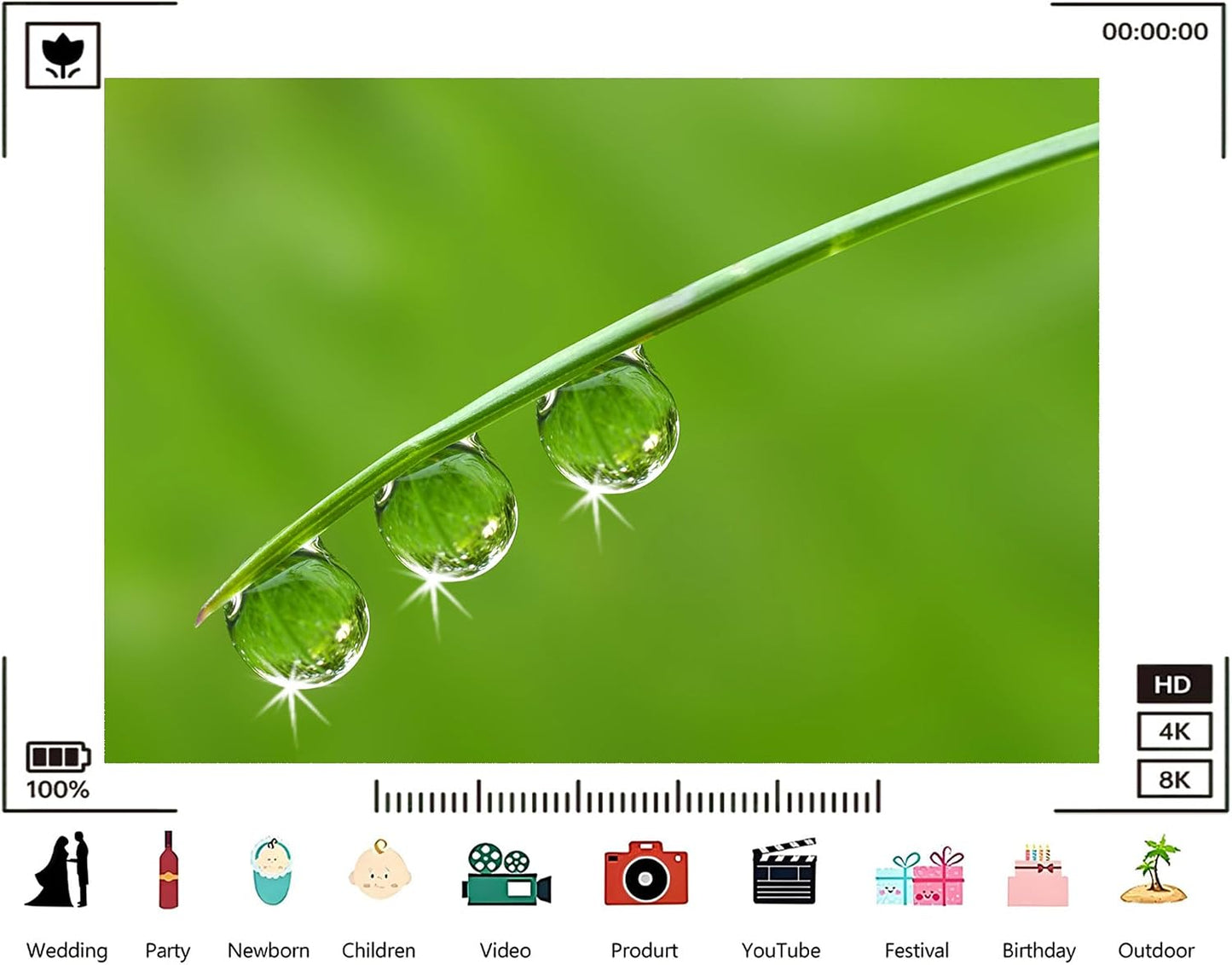 TryKid 10x8ft Green Dewdrop Grass Backdrop Sparkling Water Drop Blade Photography Background Fresh Spring Nature Event