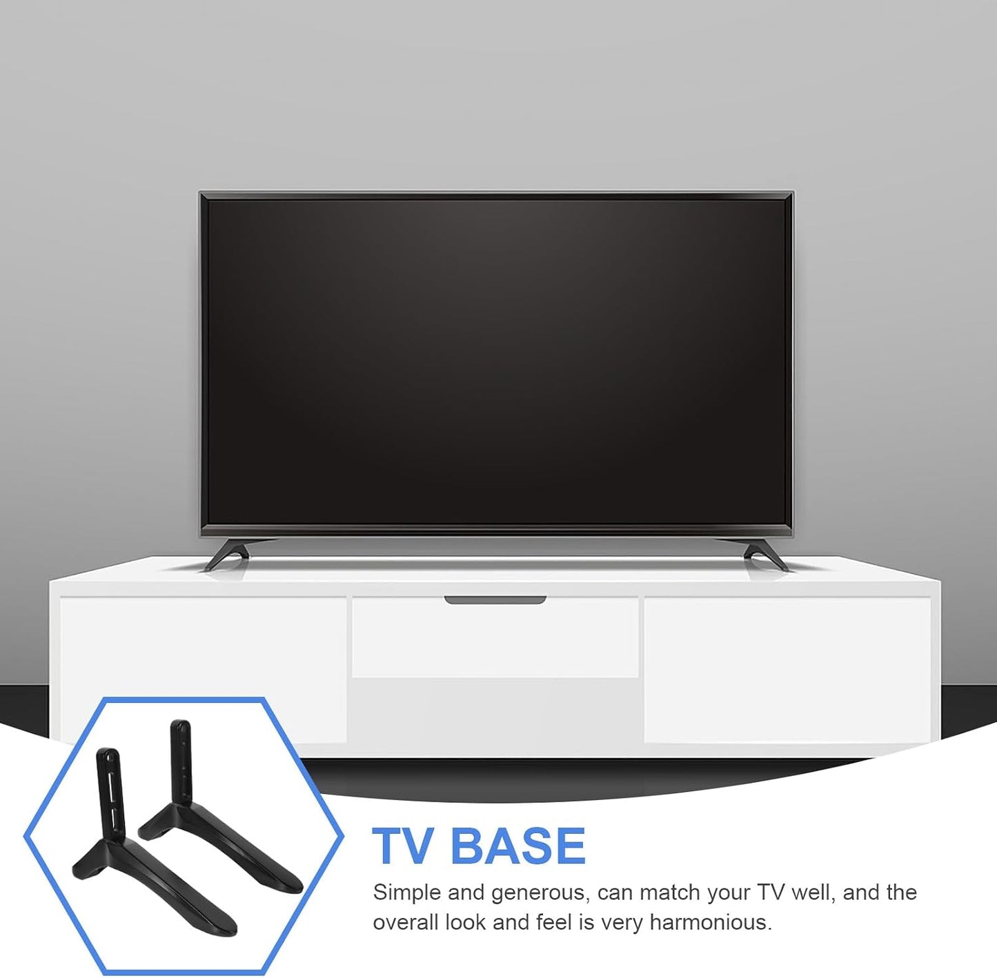KALLORY Setup Sturdy TV Stand Base with Screws - Perfect for Living Room and Dorm