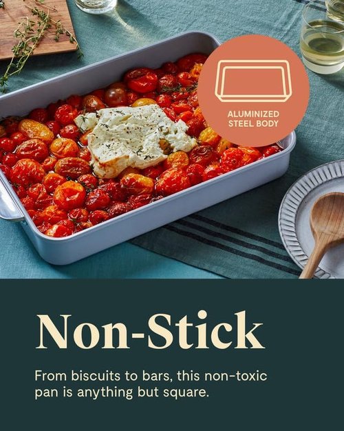 Caraway Non-Stick Ceramic 9”x13” Rectangle Pan - Naturally Slick & Non-Toxic - Ideal for Brownies, Lasagnas - White