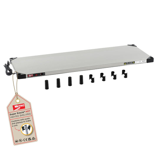 Metro HS1848 Super Erecta Hot Stainless Steel Heated Shelf - Use as Countertop Food Warmer or Customizable Shelving Unit - 120V, 200W, 18" x 48" - NSF and UL Listed