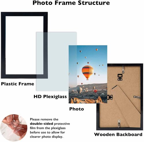 JCJMY 4x5 Black Picture Frame - Versatile Wall or Tabletop Display with Shatter-Resistant Plexiglass
