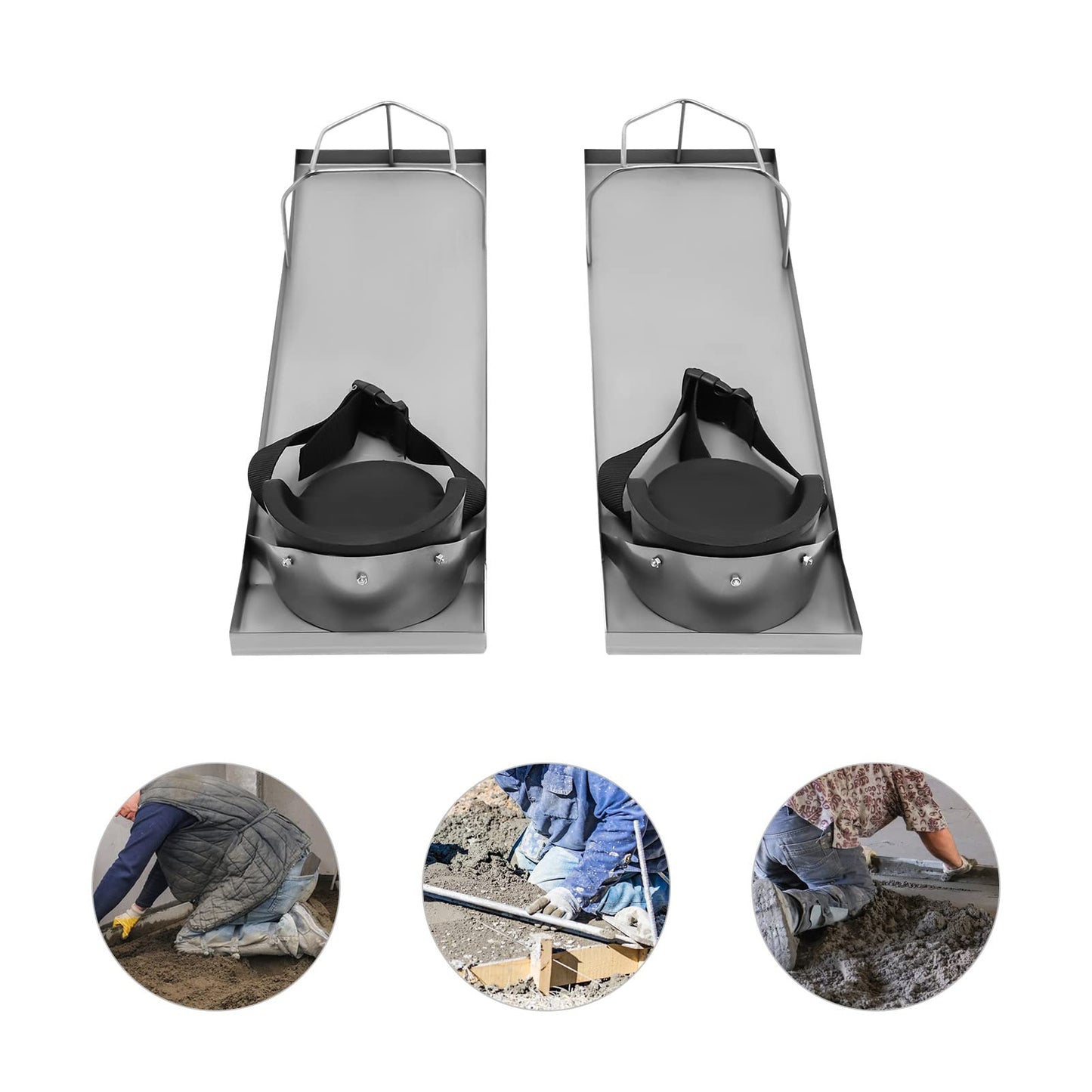 Concrete Knee Boards Slider Knee Boards 28'' x 8'' Kneeler Board Stainless Steel Kneedboards Concrete Sliders Pair Moving Sliders w/Concrete Knee Pads & Board Straps for Concrete Finishing