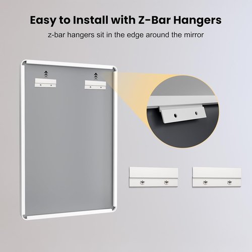 LOAAO Bathroom Mirror - 40x32 Inch White Metal Framed Vanity Mirror | Large Rounded Rectangle, Anti-Rust, Tempered Glass