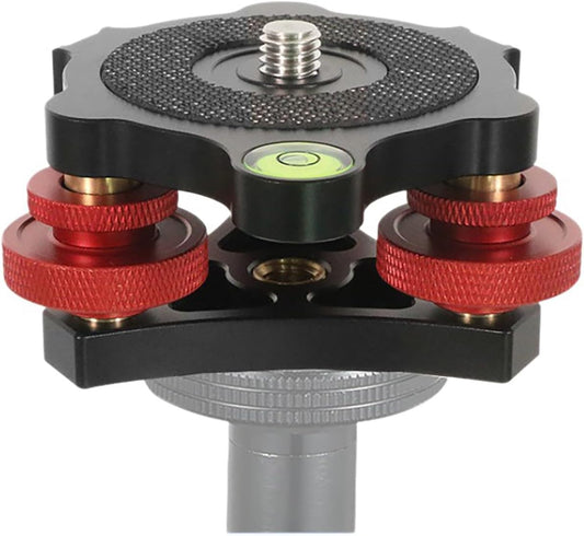 SQFOR +/-5 3 Camera Leveler, Tri-Wheel Leveling Base for Macro Photography with Degree Precision Adjustment, Aluminum
