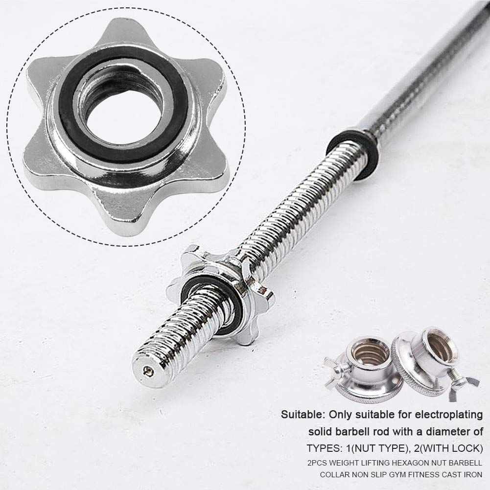 Ovrilossa 2 Pcs Barbell Collars,23mm Standard Barbell Spin-Lock Collars Screws Clamps Quick Lock and Release for Fitness Equipment Weight Lifting Barbells Or Dumbbell Bar