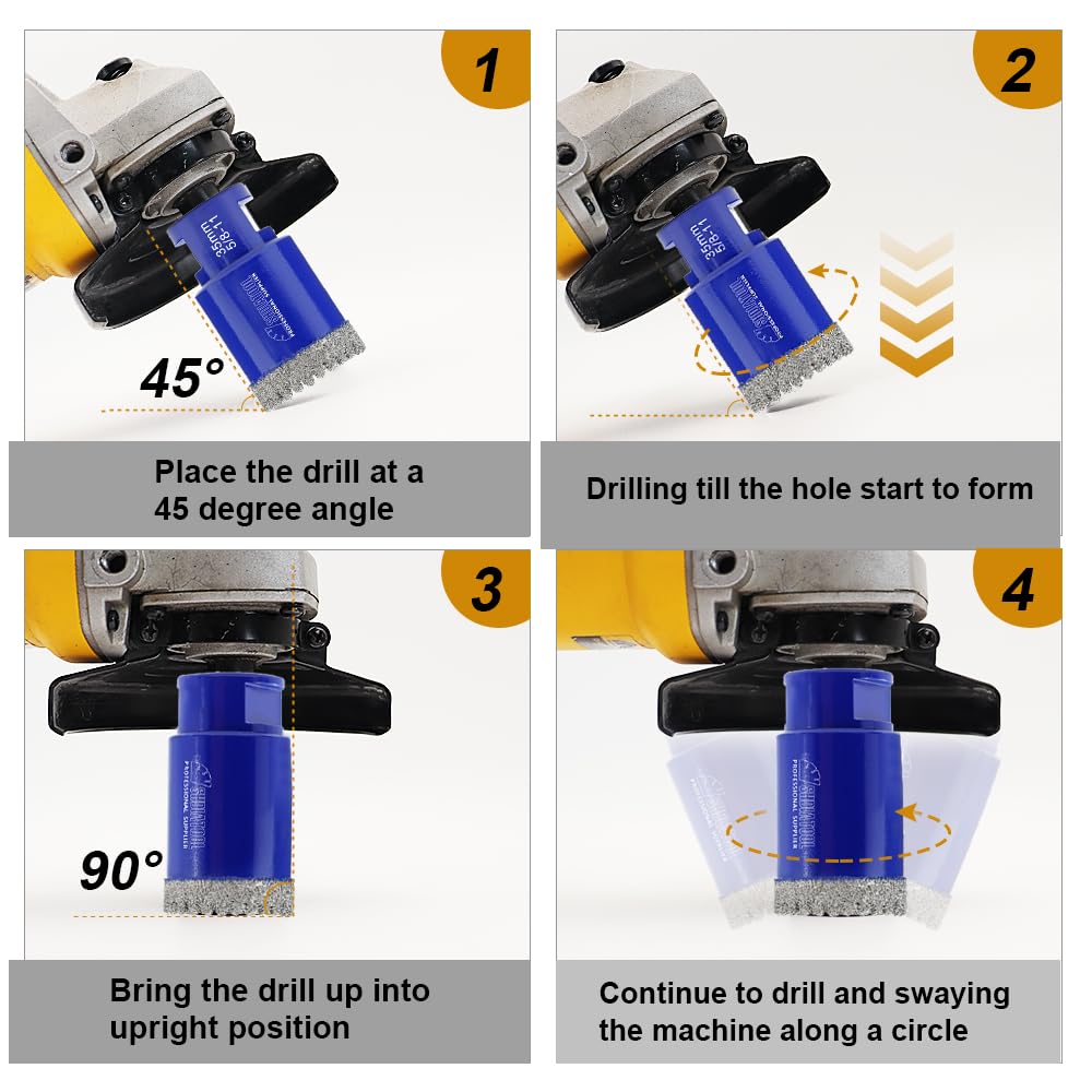 Diamond Core Drill Bits Set 12PCS - DARTOTEK Tile Hole Saw Kit (6/8/10/20/25/28/32/45/50/65mm/1-3/8/6mm for Porcelain, Ceramic Tile, Granite, Marble, Masonry