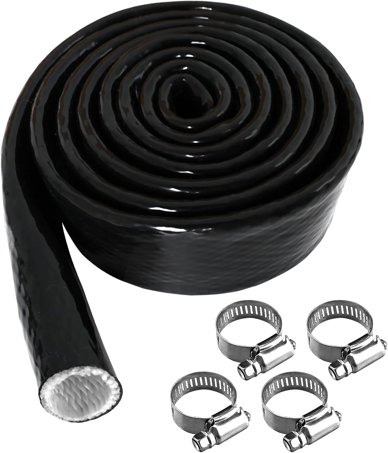 Amerbro 1/2" 4 1/2" x5FT) ID Heat Shielded Fire Thermo Armor Fire Sleeve Silicone Coated Fiberglass Heat Protection