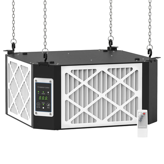 ABESTORM Air Filtration System Woodworking Built-in Ionizer, 1350CFM Hanging Air Filter with Strong Vortex Fan, 360 Degree Intake, Shop Dust Collector for Woodworking, Garage WorkShop, DecDust 1350IG