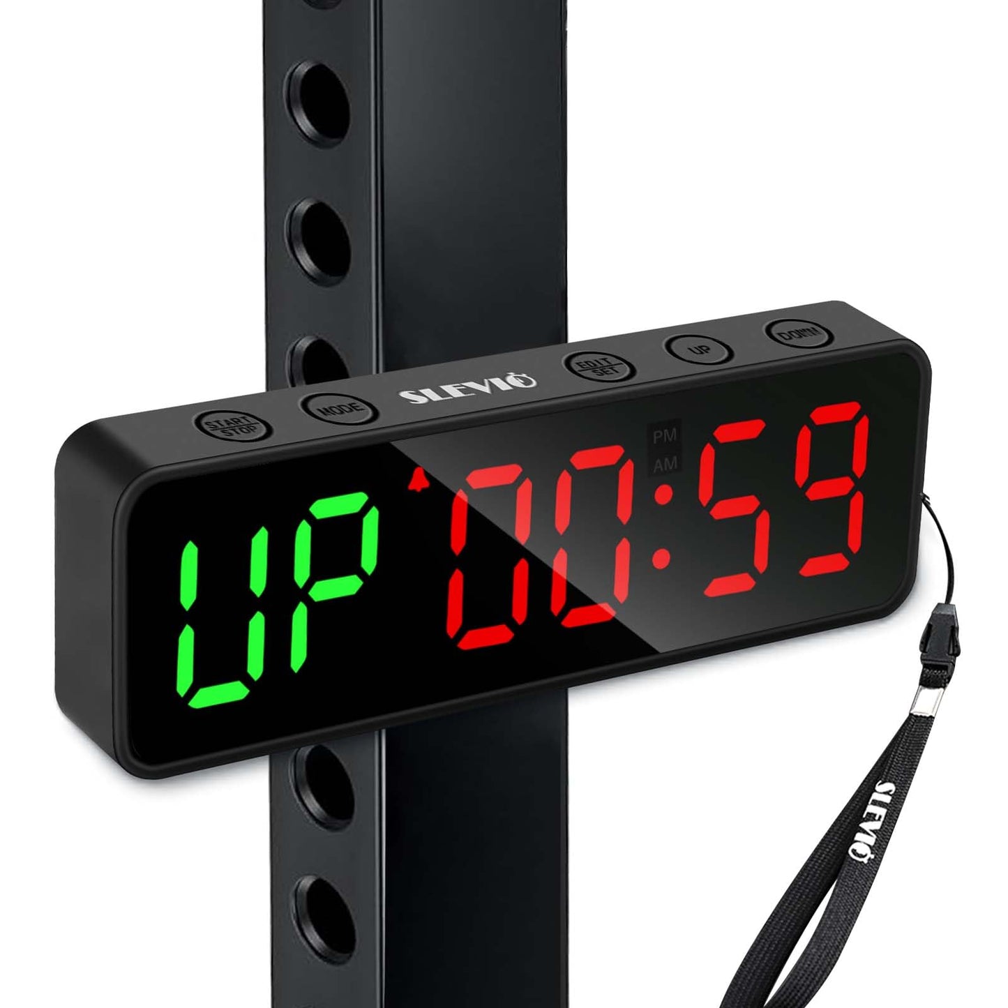 Small Gym Timer Clock Stopwatch Magnetic Workout Interval Timer, Large LED Digital Display, Home Accessories Countdown Clock for Home Gym Garage Schools (Matte Black)