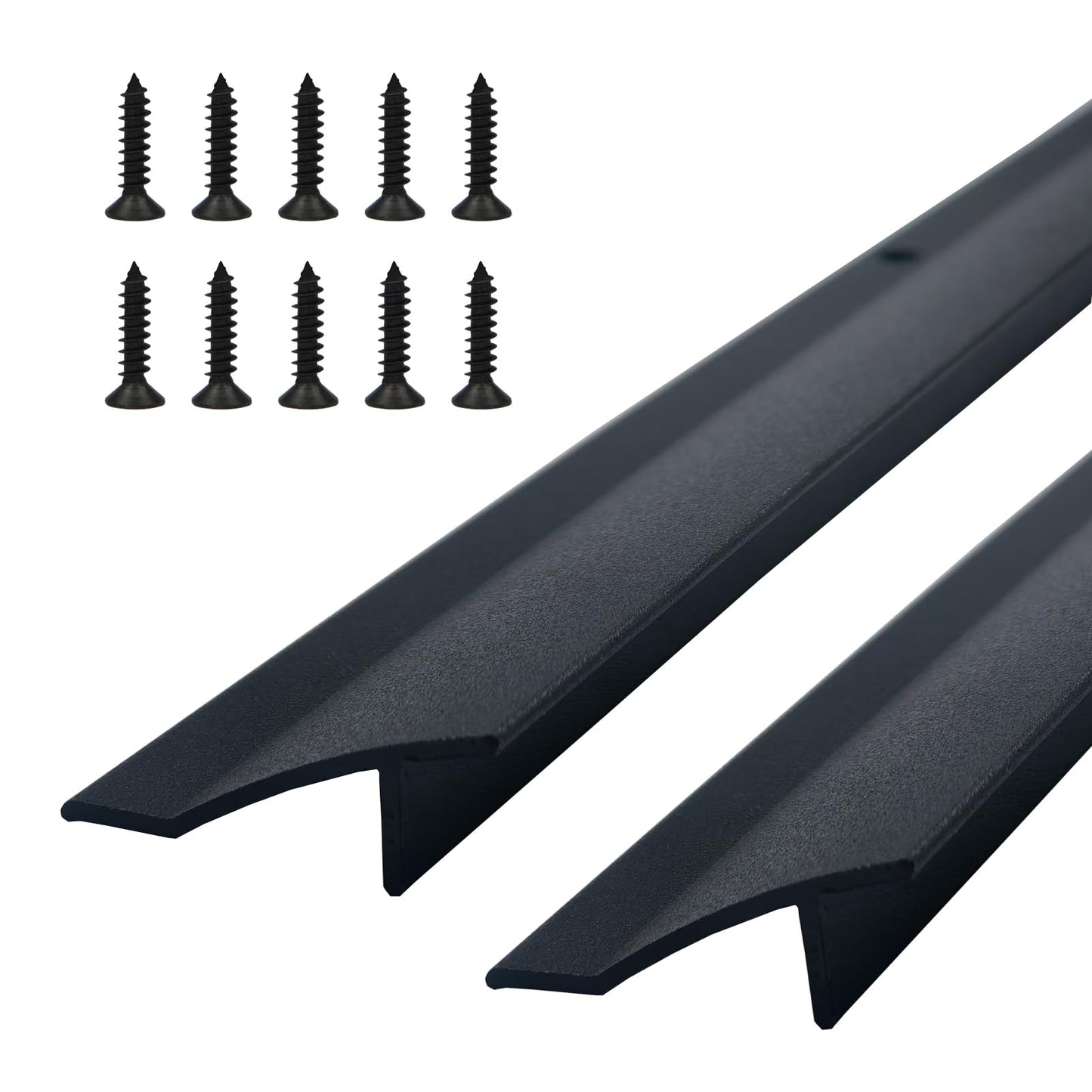 DAILISEN 35.43 in / 90cm L Aluminum Door Drip Cap with Screws, Rain Drip Guard, Door Bottom Sweep Edge Deflector,Overall Height 1-1/2 in, 2 Pcs Black