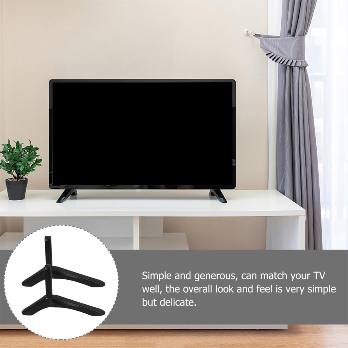 jojofuny Countertop Heavy Duty Aluminum TV Stand Base with Brackets, Universal TV Table Support Legs for Living Room