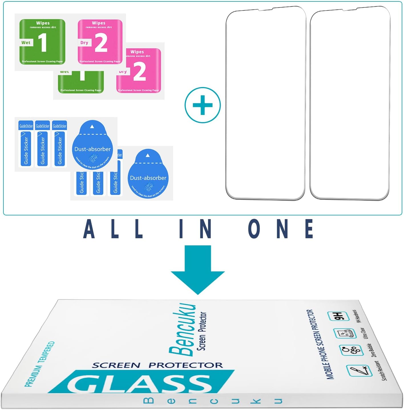 (2 Pack) 17e 16e Screen Protector for iPhone / iPhone Tempered Glass, Anti Scratch, Bubble Free