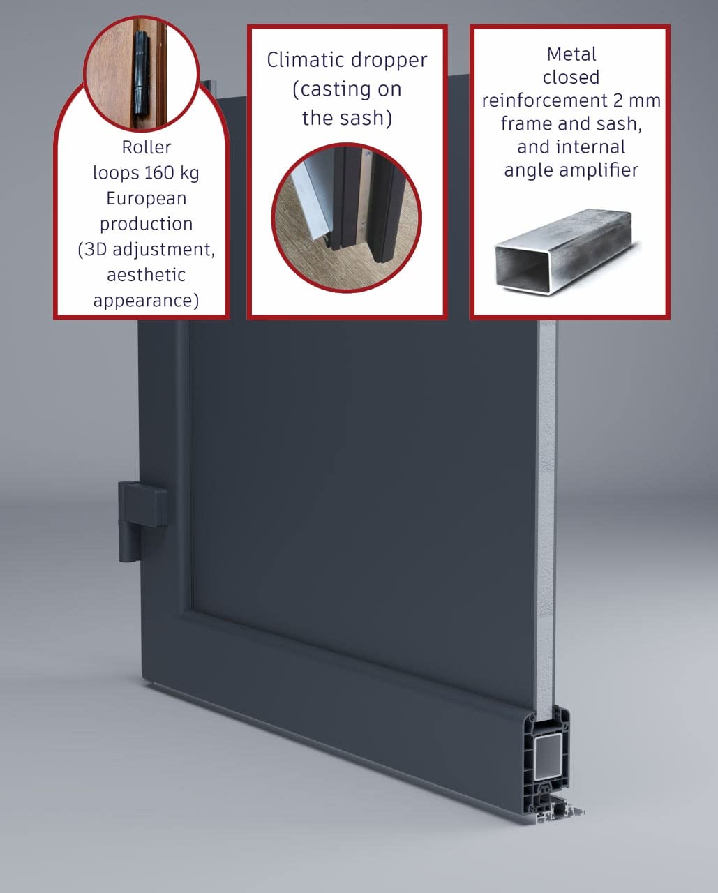 VDOMDOORS Front Exterior Prehung Fiberglass Door Frosted Glass/Manux 8002 Matte Black / 2 Side and Top Exterior Window/Entrance Patio Garage-W14+36+14" x H80+14"-Left-Hand Inswing