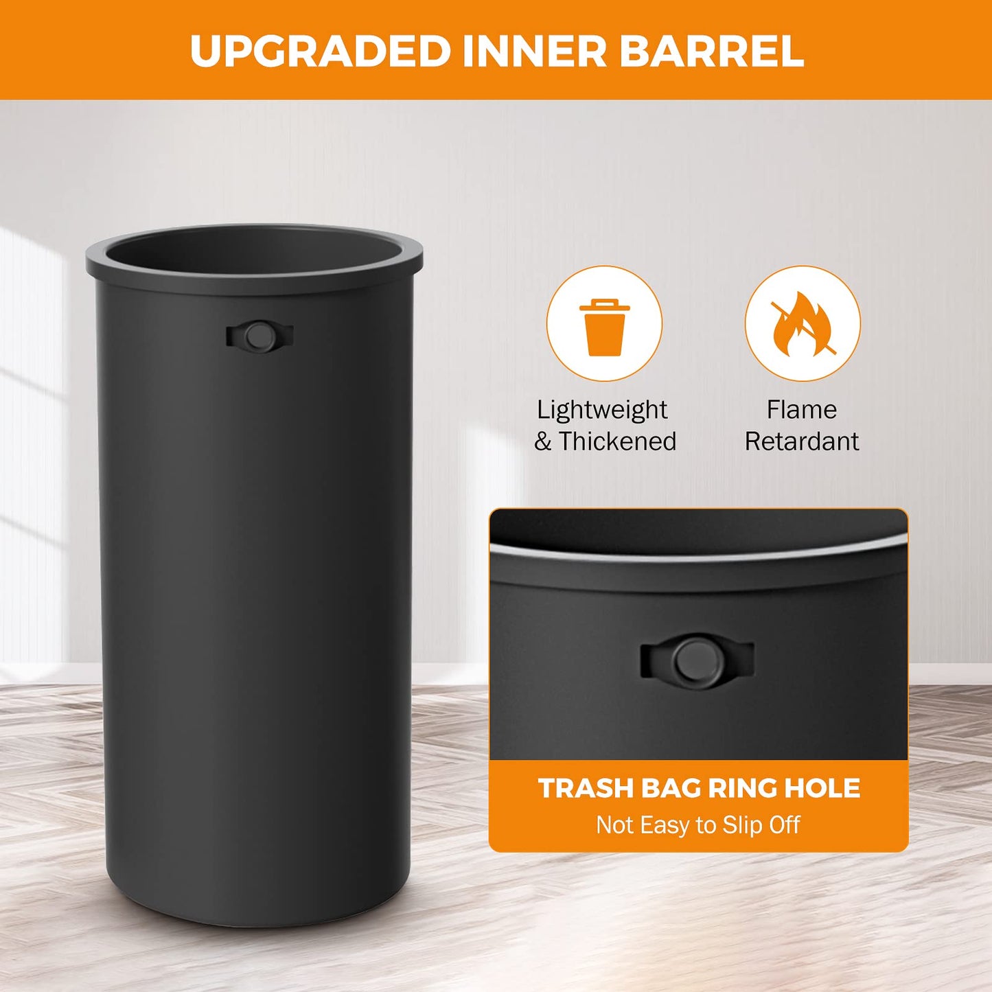 BEAMNOVA 15.8 * 15.8 * 35.5 in Black + 14.6 * 32.7 in Metallic Trash Can Stainless Steel Commercial Garbage Enclosure with Lid