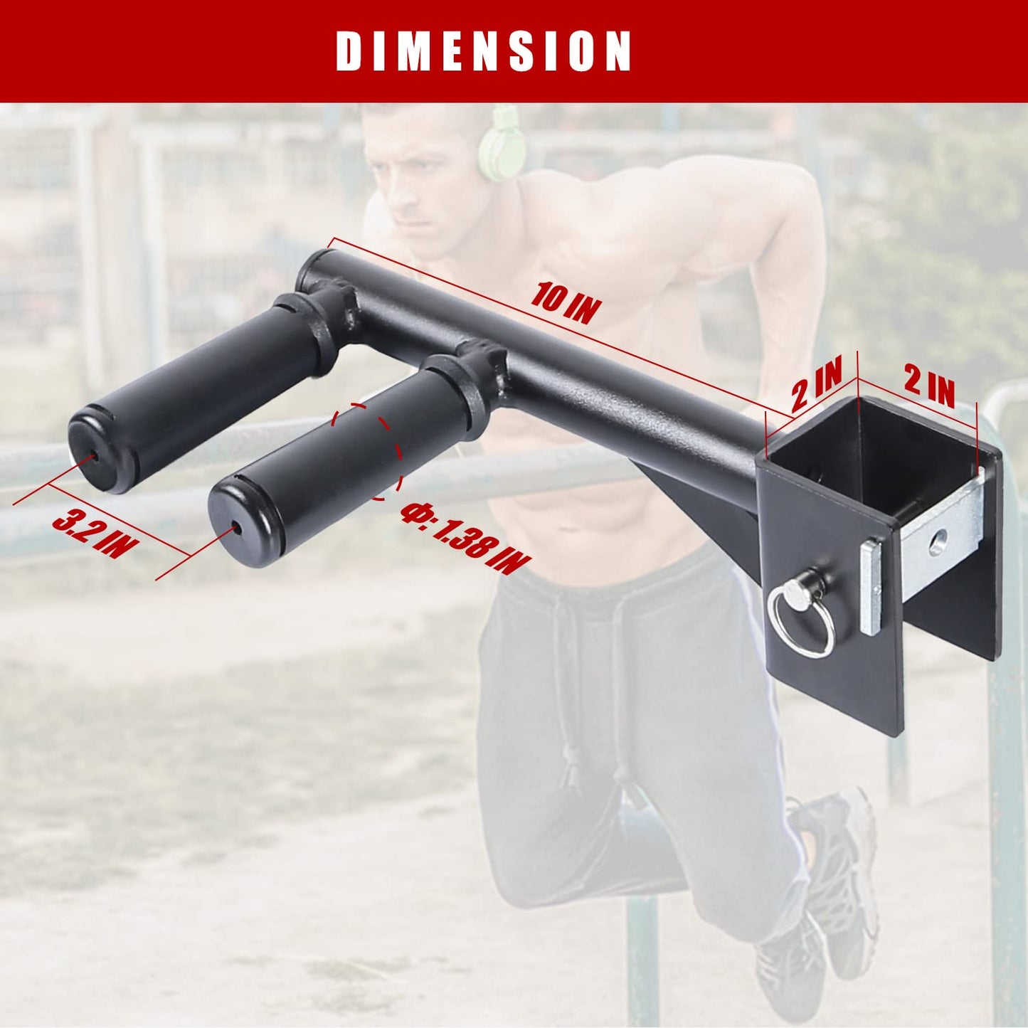 SYL Fitness Dip Bar Attachments for 2" x 2" or 3" x 3" Power Rack - Narrow & Wide Dips Double Handles (Patent Pending) (For 2" x 2" Rack)