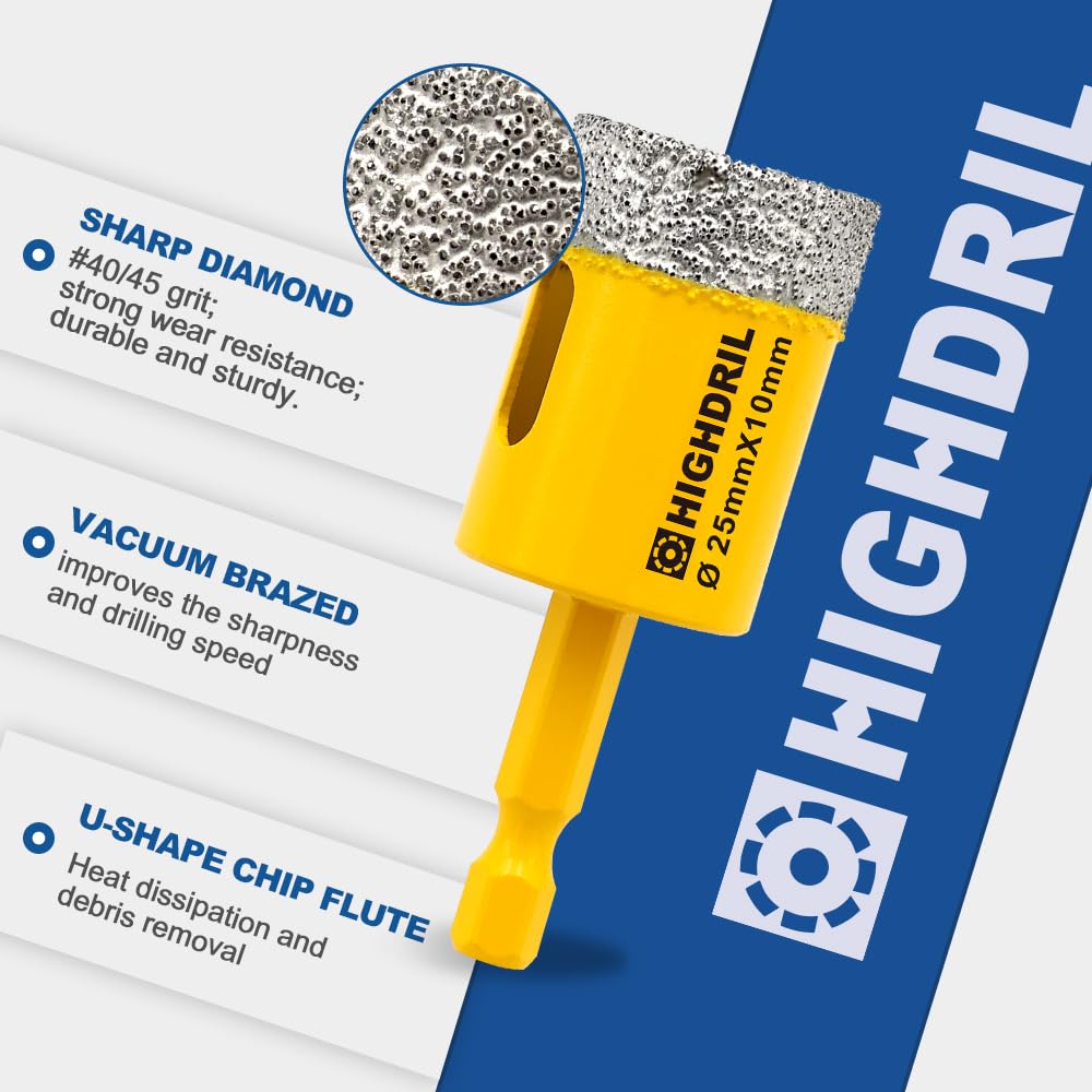 HIGHDRIL 13Pcs Diamond Hole Saw Kit and HIGHDRIL Dry Diamond Drill Bits - 2Pcs 20mm 4/5"