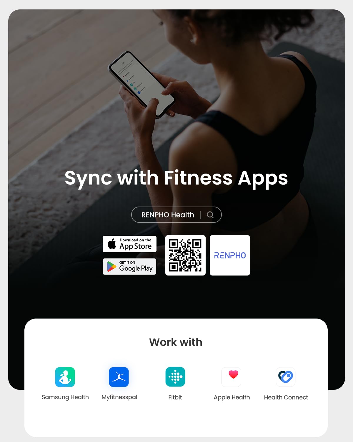RENPHO Scale for Body Weight, Smart Scale with BMI, Body Fat, Muscle Mass, Bluetooth, 13 Metrics with Large Display, Support App Connection, Black, Elis 2X