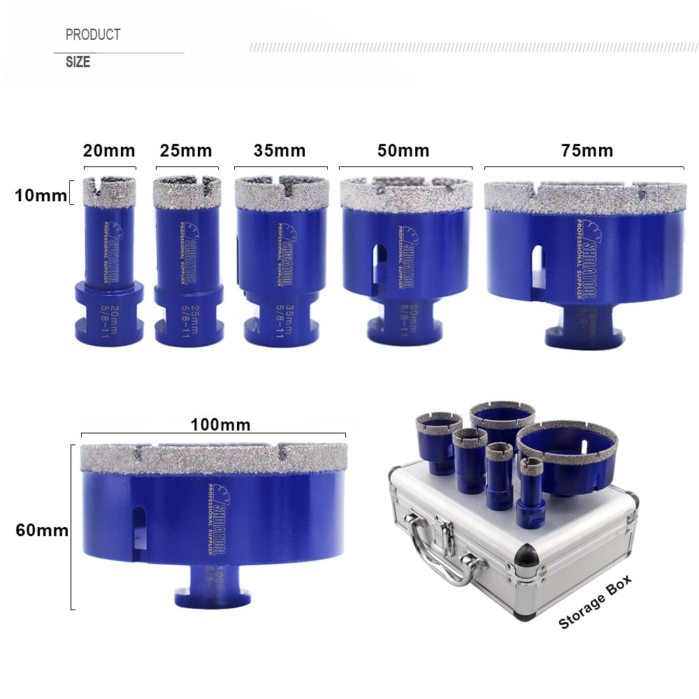 SHDIATOOL Diamond Core Drilling Bits Set for Porcelain Hole Saw Cutter for Tile Marble Ceramic Granite Kit