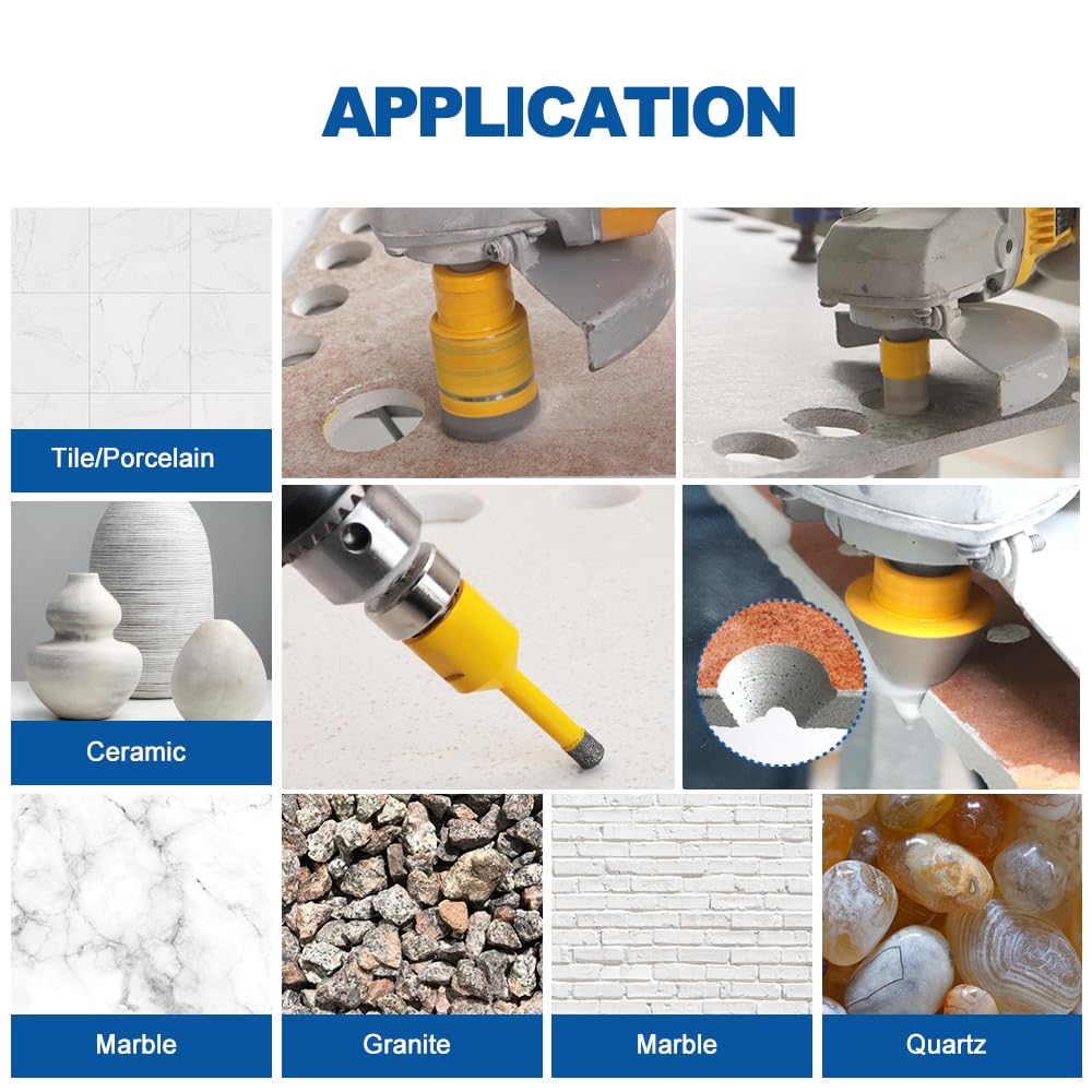 HIGHDRIL Diamond Hole Saw Kit - 6/6/8/20/25/35/50/75/100mm Drill Bits and HIGHDRIL Diamond Tile Saw Blade