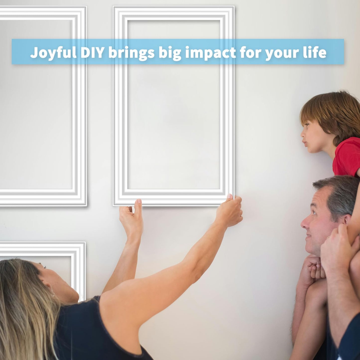 Art3d Premade Bilinear Frame Accent Molding Set, Pre-Cut Decorative Wainscoting Panel for Home Décor, Ready-to-Assemble Glue-On Wall Trim for Living Room Bedroom Corridor, 6 Separate Bilinear Frame