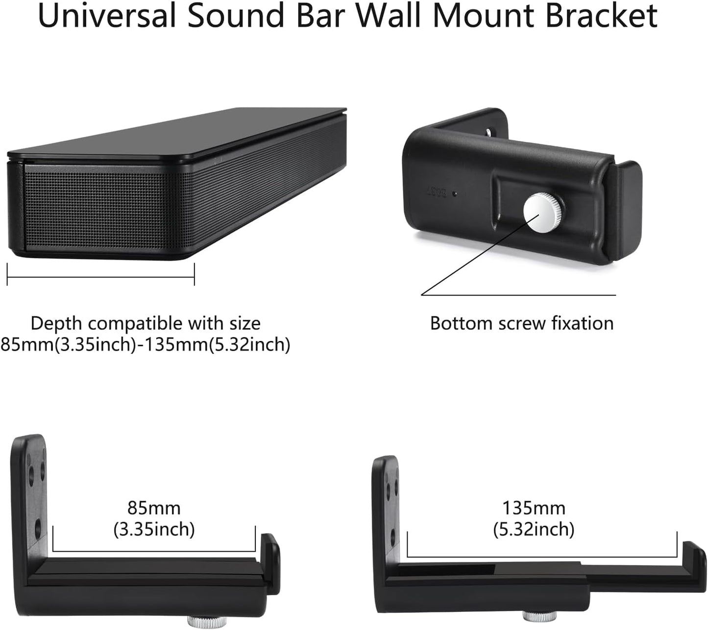 MegaDive 44 lbs,Adjustable Speaker Wall Mount BracketCompatible with Samsung Soundbar&Bose Soundbar .etc Various Brands