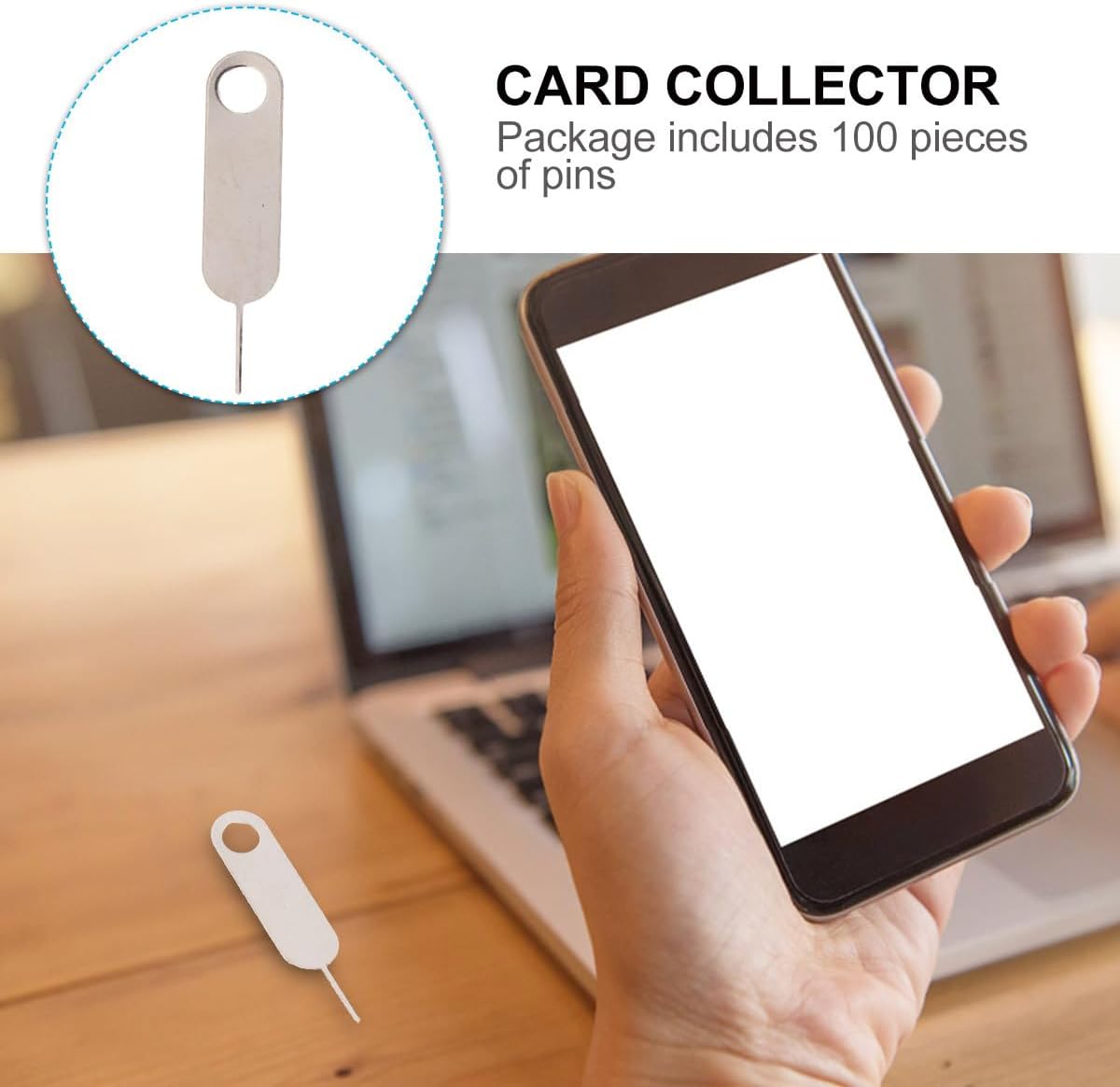 100pcs Set Universal Sim Card Pin Ejector Tool for Mobile Phones, Hard Steel Removal Needle Compatible with Smartphones