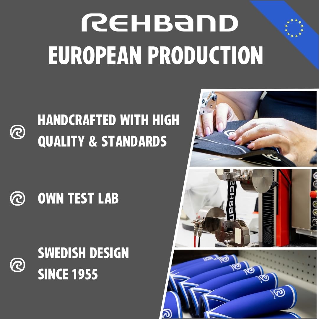 Rehband Knee Sleeve 3mm Neoprene, Lightweight Knee Brace for Endurance and Ball Sports, Unisex Compression Starter Knee-Sleeves, Breathable Running Knee Support, Colour:Black, Size:Large