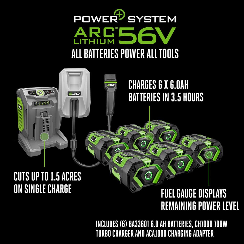 EGO Power+ Electric Riding Lawn Mower, 42" Deck Cordless Tractor, Includes (6) 56V 6.0Ah Batteries and Charger - TR4204