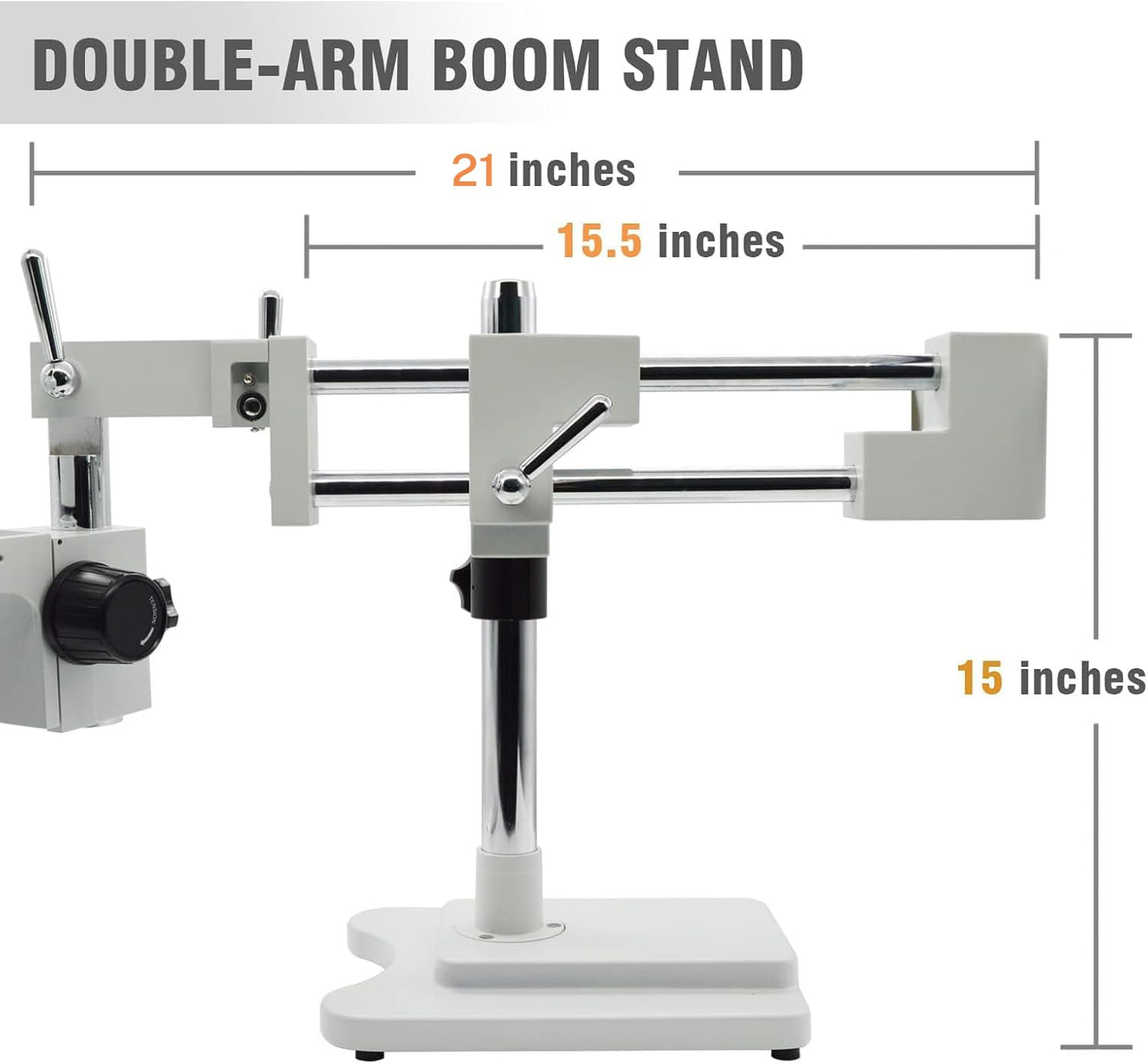 Professional Trinocular Stereo Zoom Microscope, 3.5X-90X Magnification with WF10X Eyepieces, 0.7X-4.5X Zoom Objective and 0.5X & 2.0X Auxiliary Lens, Double-Arm Boom Stand, 56S LED Ring Light