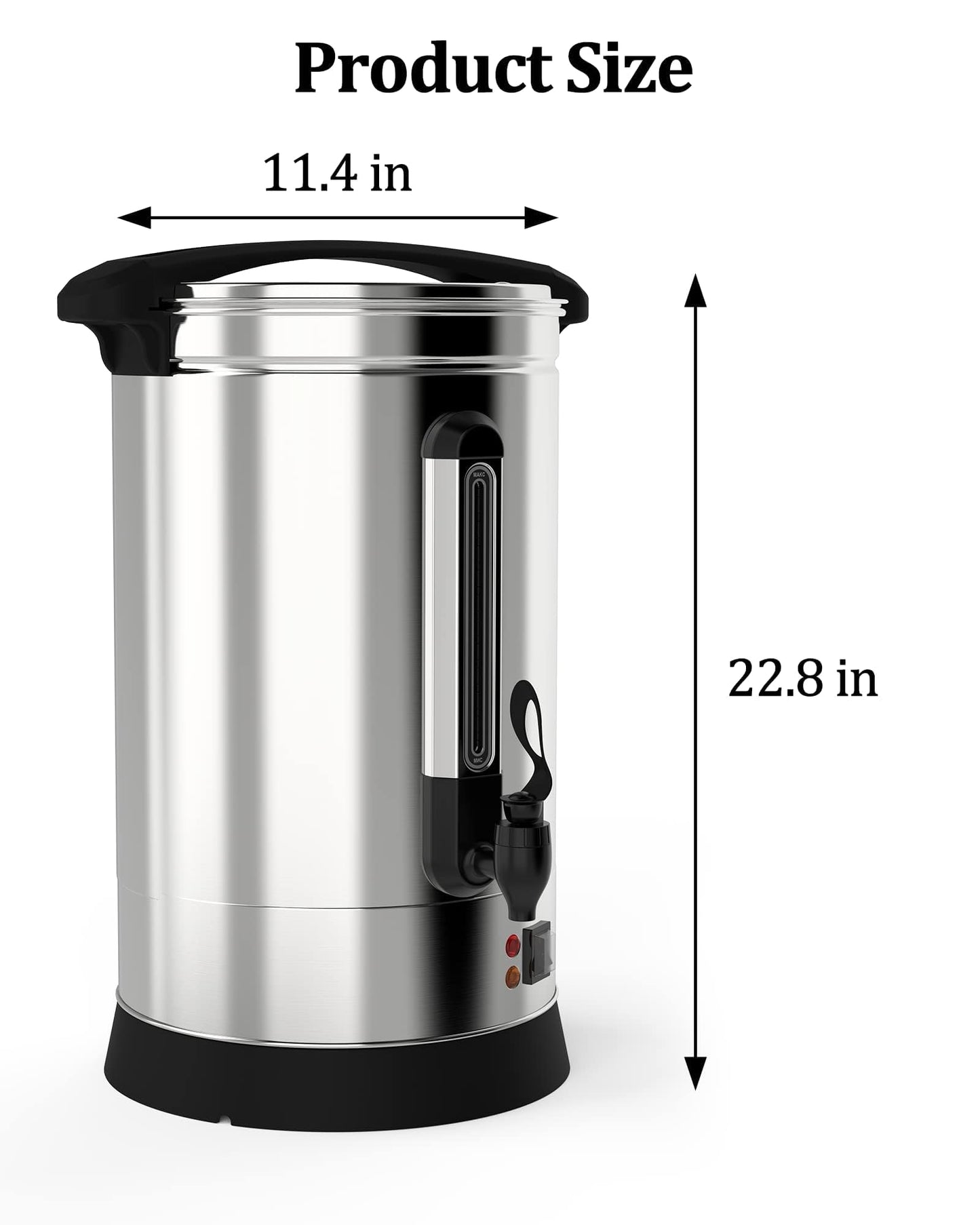 120 Cup Coffee Urn, 18L/4.8Gal Large Capacity Stainless Steel Hot Beverage Dispenser, Fast Brew Rapid Extraction, Auto Temperature Control Faucet, Commercial Hot Water Urn for Party Buffet Catering