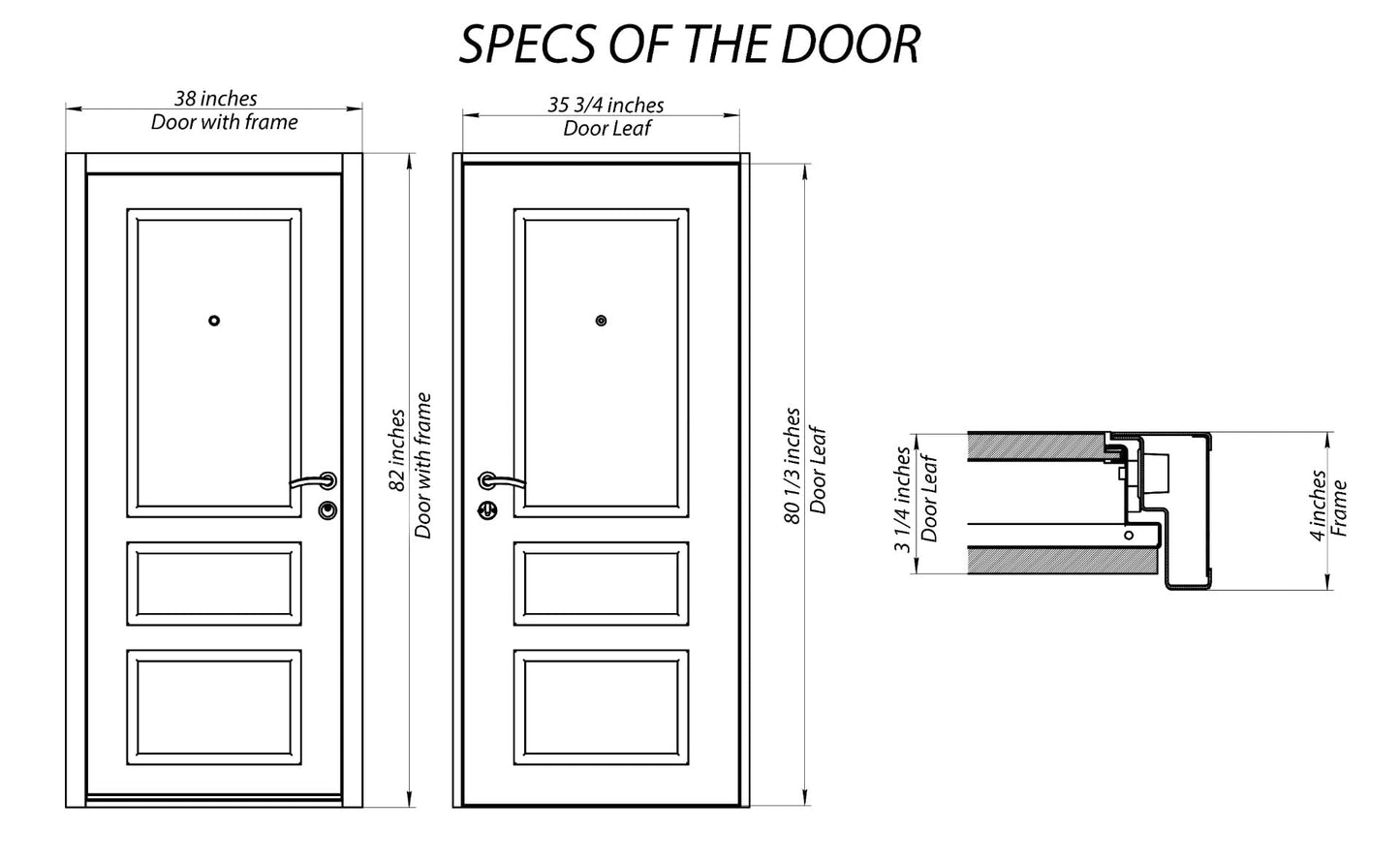 VDOMDOORS Front Exterior Prehung Steel Door/Deux 1713 White Enamel/Top Exterior Black Window/Stainless Inserts Single Modern Painted-W36 x H80+16"-Right-Hand Inswing