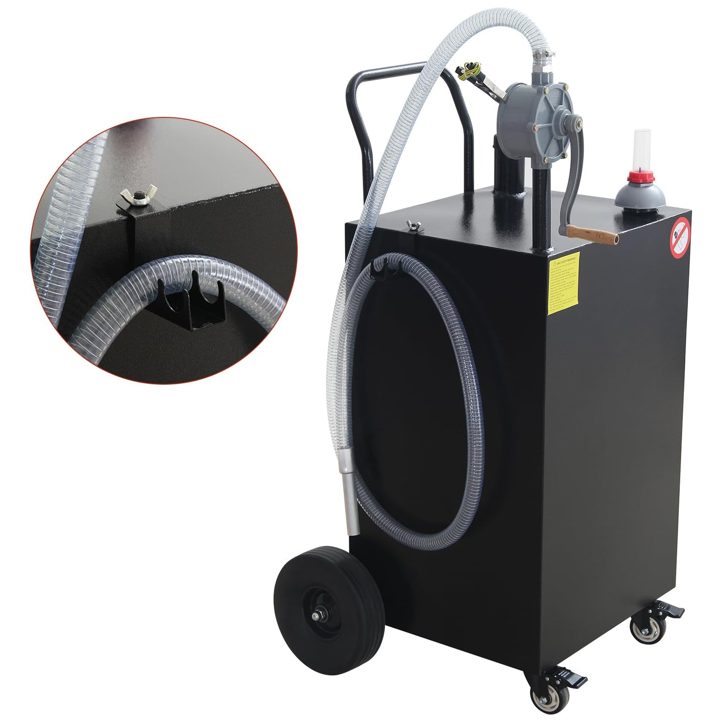 45 Gallon Fuel Caddy, Portable Gas & Diesel Transfer Tank with Manual Pump & Locking Wheels, All-Terrain Fuel Storage Caddy for Cars, Trucks, Tractors