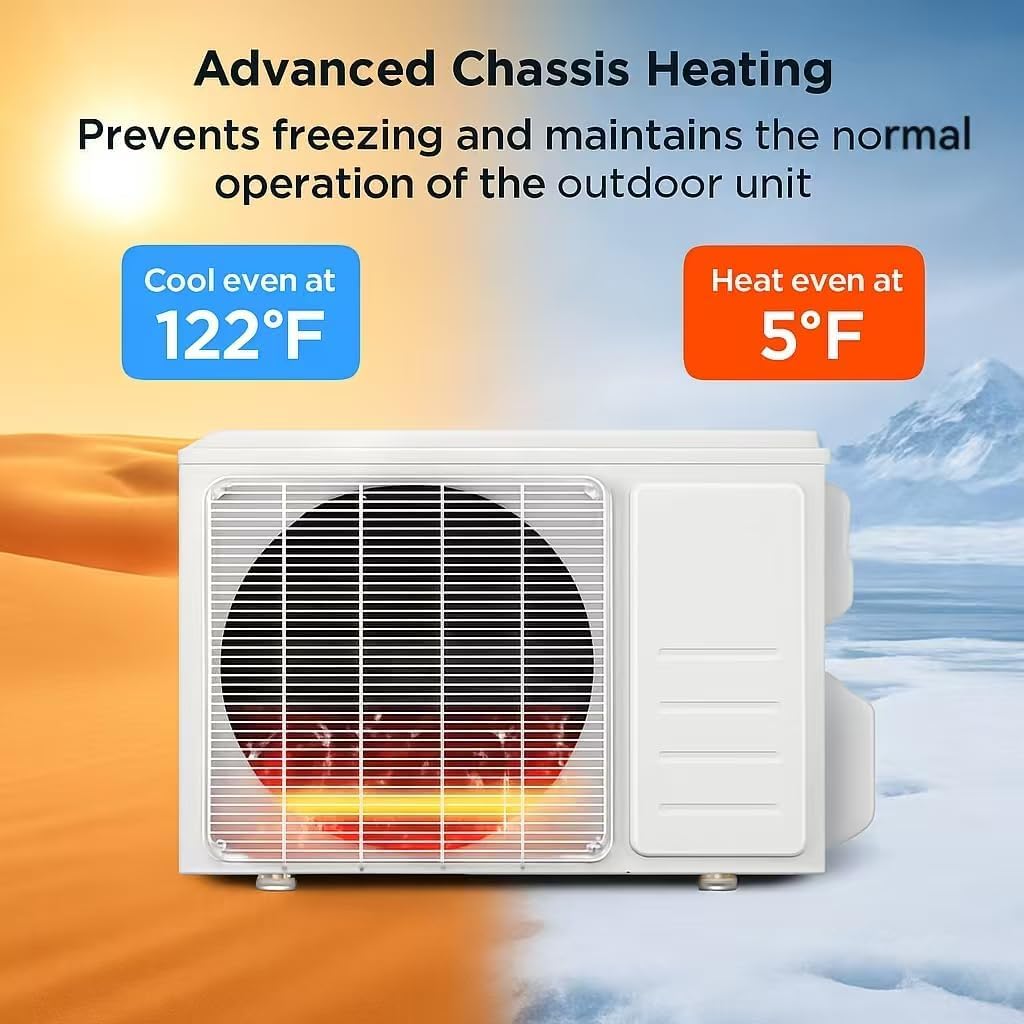 11500 BTU Wifi Enabled Mini Split Air Conditioner & Heater, 17 SEER2 208/230V Inverter Ductless Wall AC Unit with Pre-Charged Condenser, Heat Pump & Installation Kit
