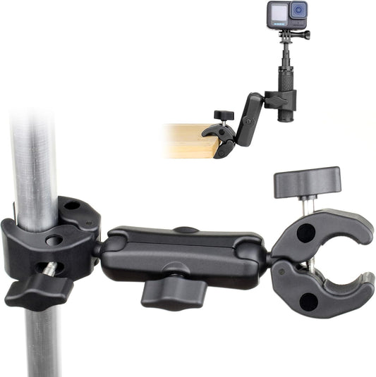 SOONSUN 360 Double Super Clamp Camera Mount, Umbrella Clamp for Chair, Desk, Stroller, Wagons, Tripod, Pole, Light