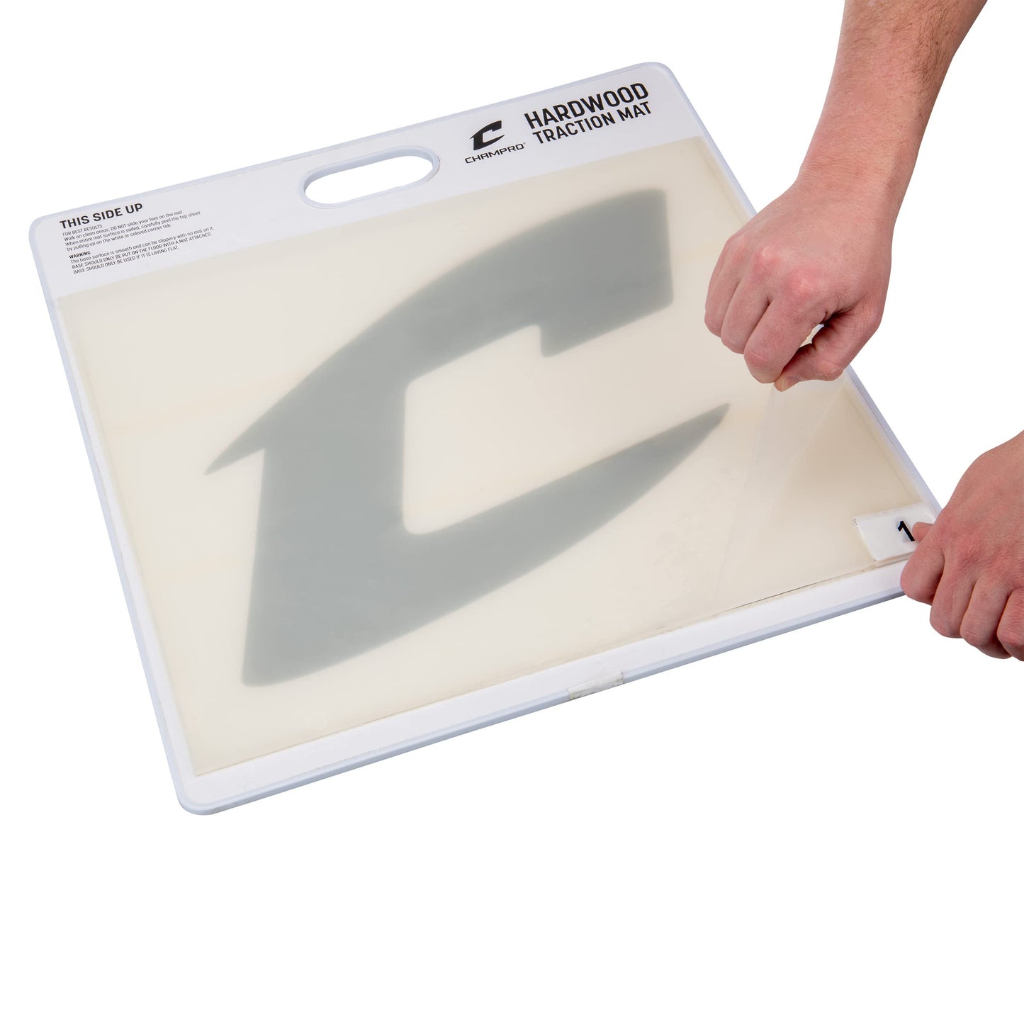 CHAMPRO Hardwood Floor Shoe Traction Mat for Basketball Court and Gym Floors, White