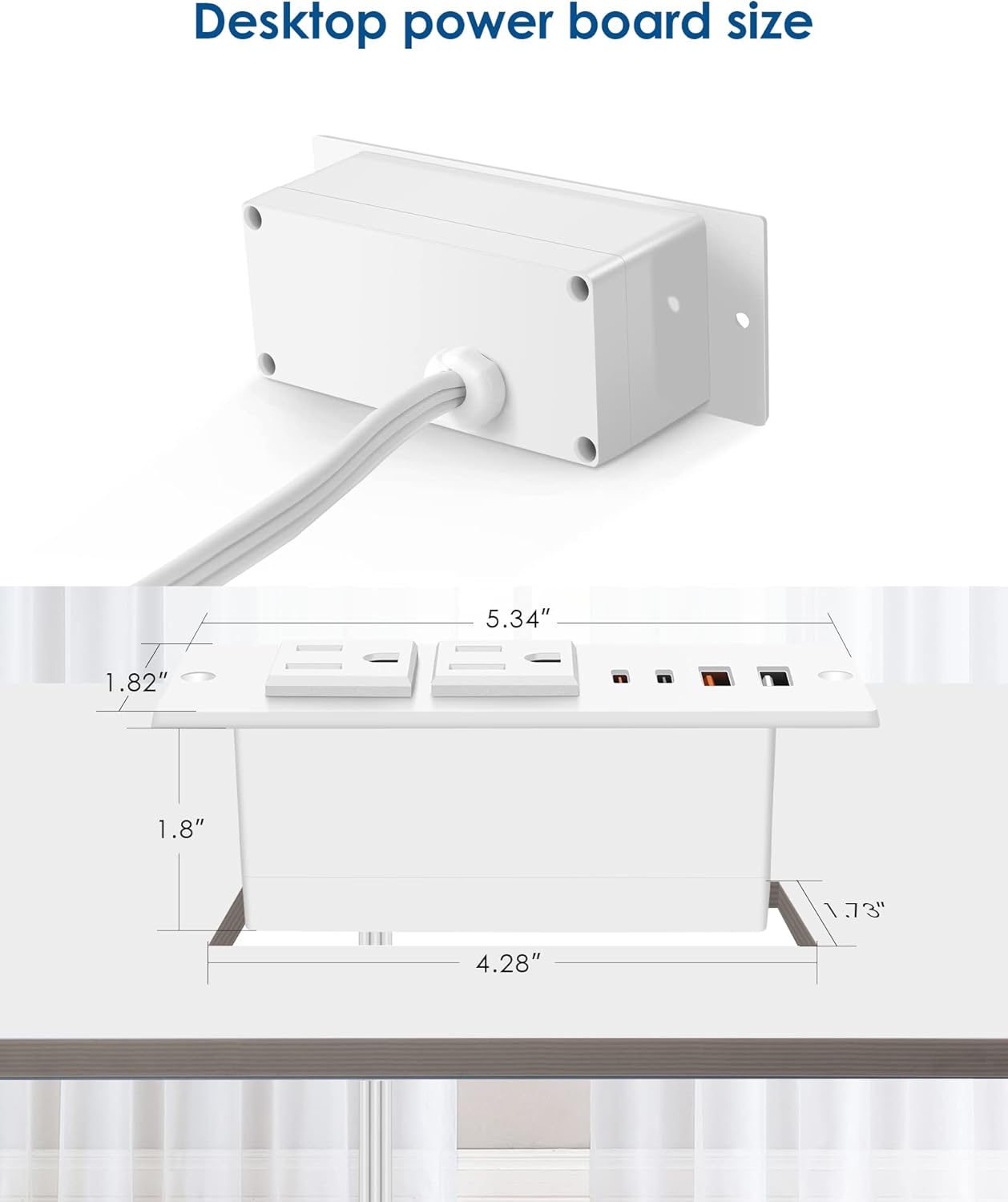 Jgstkcity 30W Strip,2 4 Table,6ft Recessed Power Strip with USB C,Ultra Thin Flat Plug Power Outlets USB