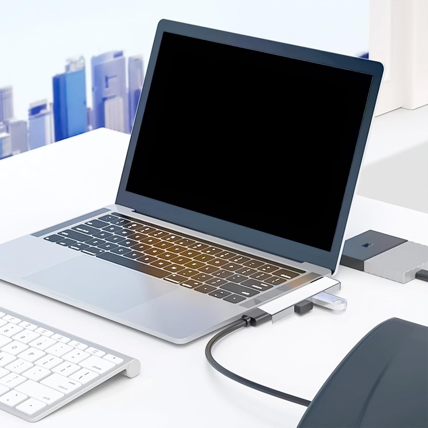 Fowspvzn 90 4 USB3.0 Degree Fast Speed USB C Docking Station Port Hubs Data Transfer for PC Laptop