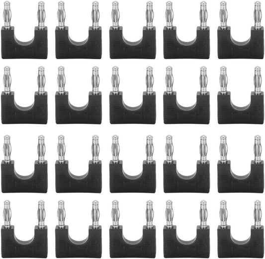 Spryflower 20Pcs 4mm 3mm, Dual Banana Plug, Brass - Proof U - Shaped Audio Adapter Connector for Speaker Cables up