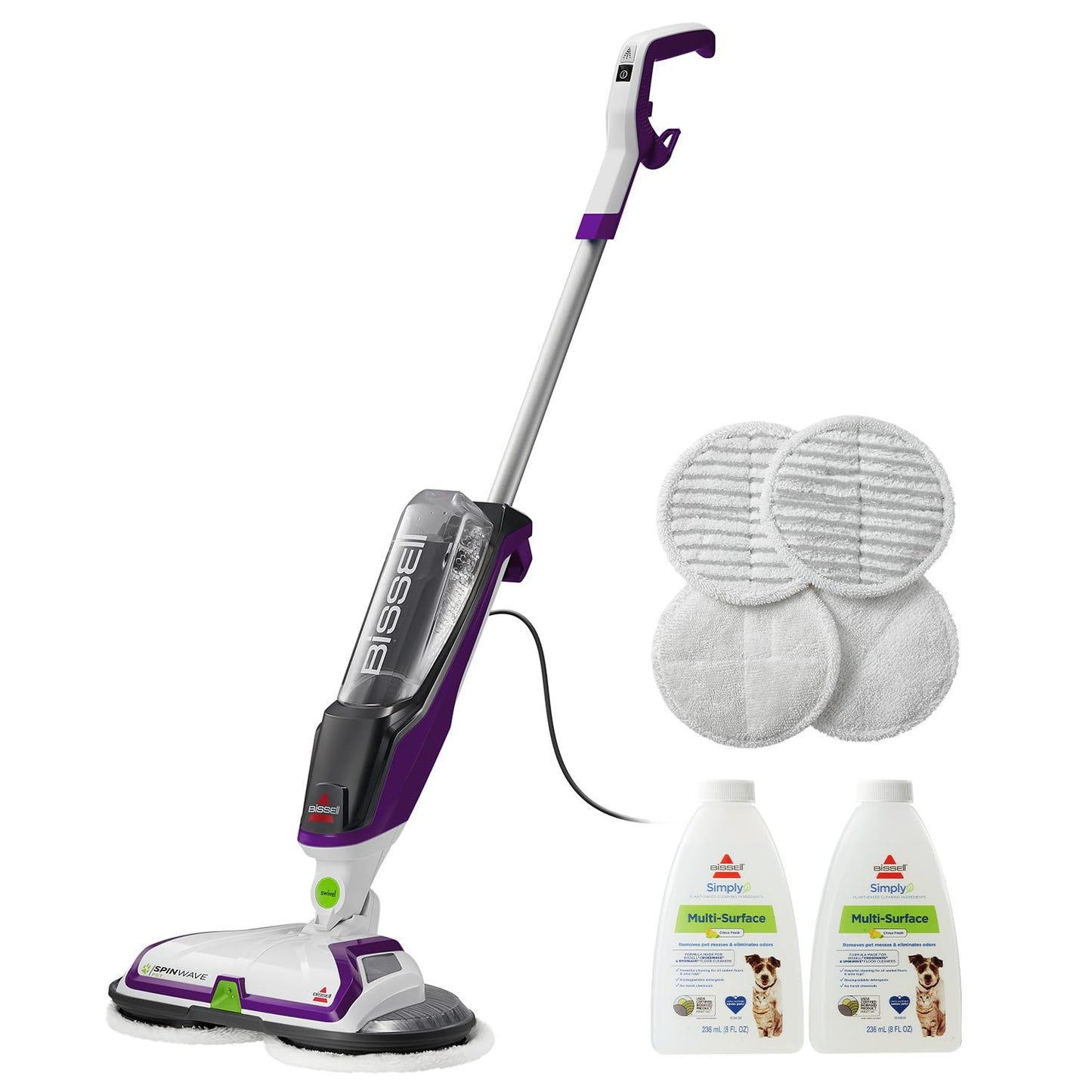 BISSELL® SpinWave Pet Hard Floor Corded Spin Mop Cleaner with Washable mop Pads for Sealed Hard Floors, 20399