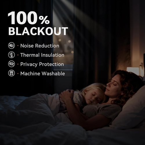 100% Blackout Shield Blackout Curtains - Thermal Insulated Room Darkening Drapes, Beige, 50" W x 84" L, 2 Panels
