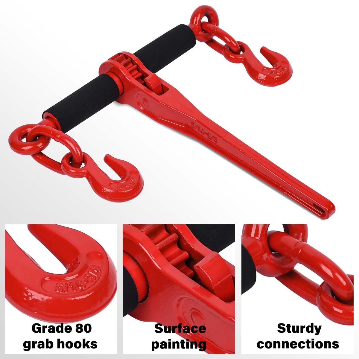 G80 5/16"(2PC*Chain and Binder Kit+4PC Hooks)