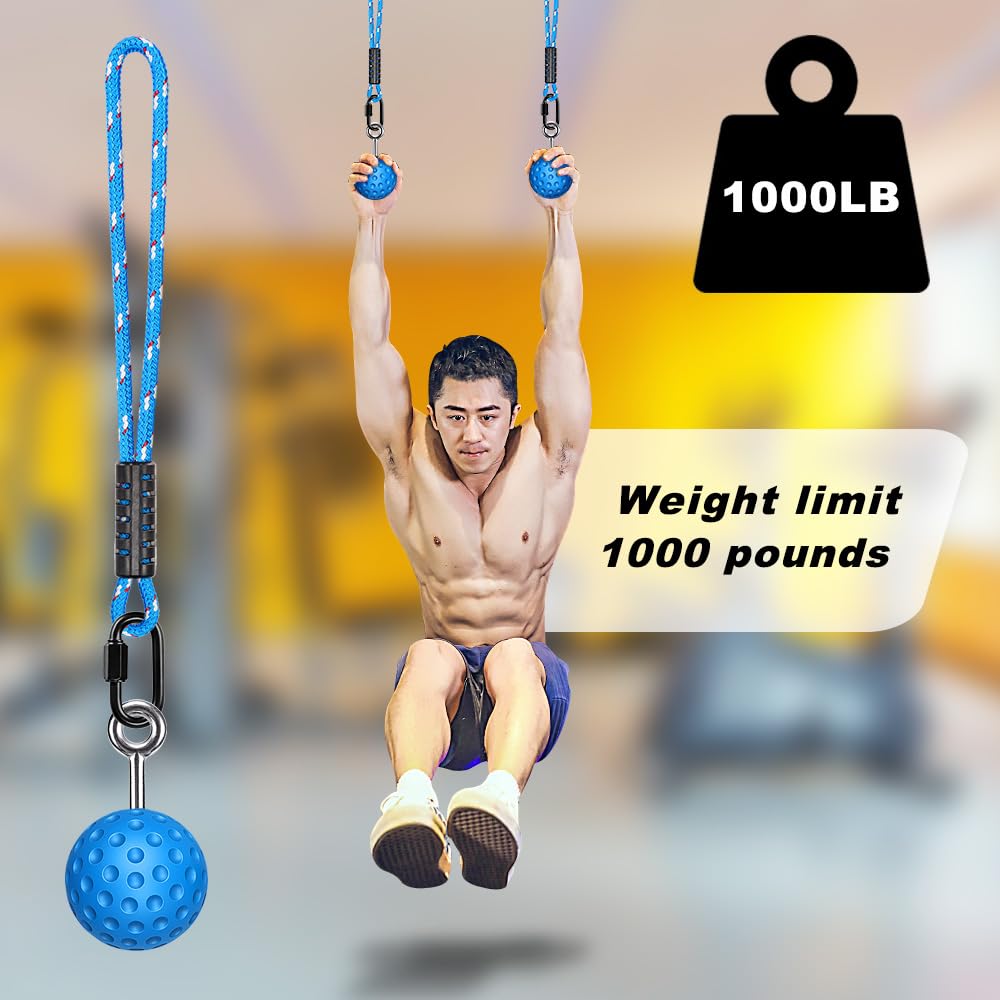 SELEWARE Pull Up Power Ball Hold Grips Durable Non-Slip Hand Grips Strength Trainer Exerciser for Bouldering, Pull-up, Kettlebells, Fitness, Workout Climbing, Blue (2 Pack)
