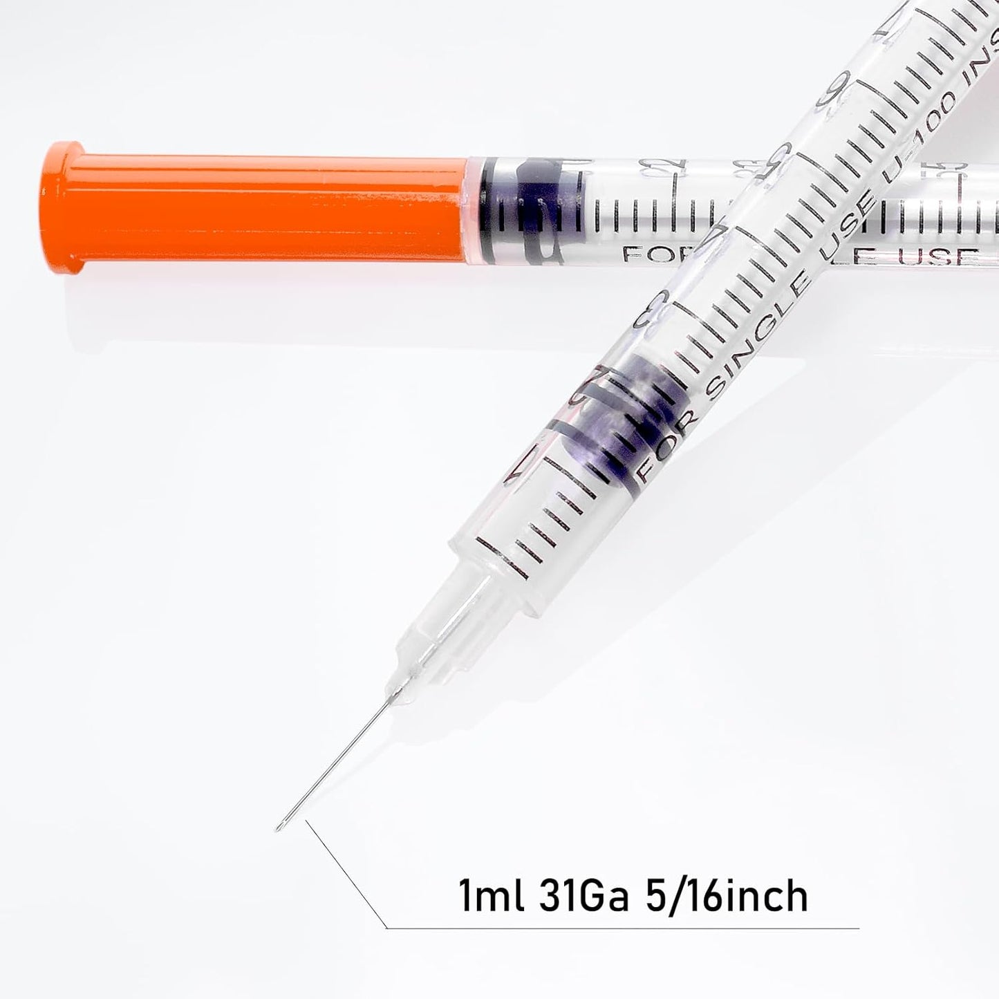 U-100 Syringe - 1cc 31 Gauge, 5/16 Inch, Individually Packed | 20 Pack