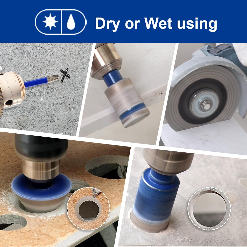 Diamond Core Drill Bits Set 10PCS - DARTOTEK Tile Hole Saw Kit (6/6/8/20/35/50/65mm/20mm/2 SDS for Porcelain, Ceramic Tile, Granite, Marble, Masonry