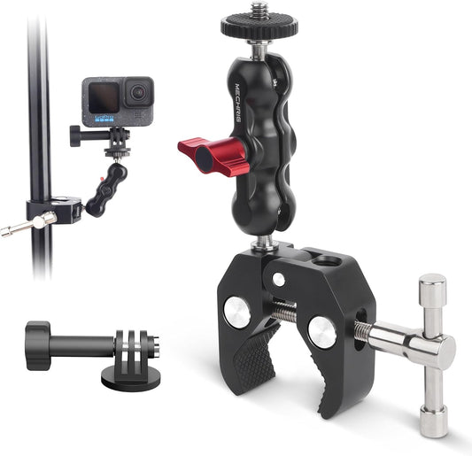 Mechrig 360 1/4"-20 3/8"-16 (SJ019) Camera Clamp Mount with Dual Ballhead Magic Arm, Double Ball Head Adapter