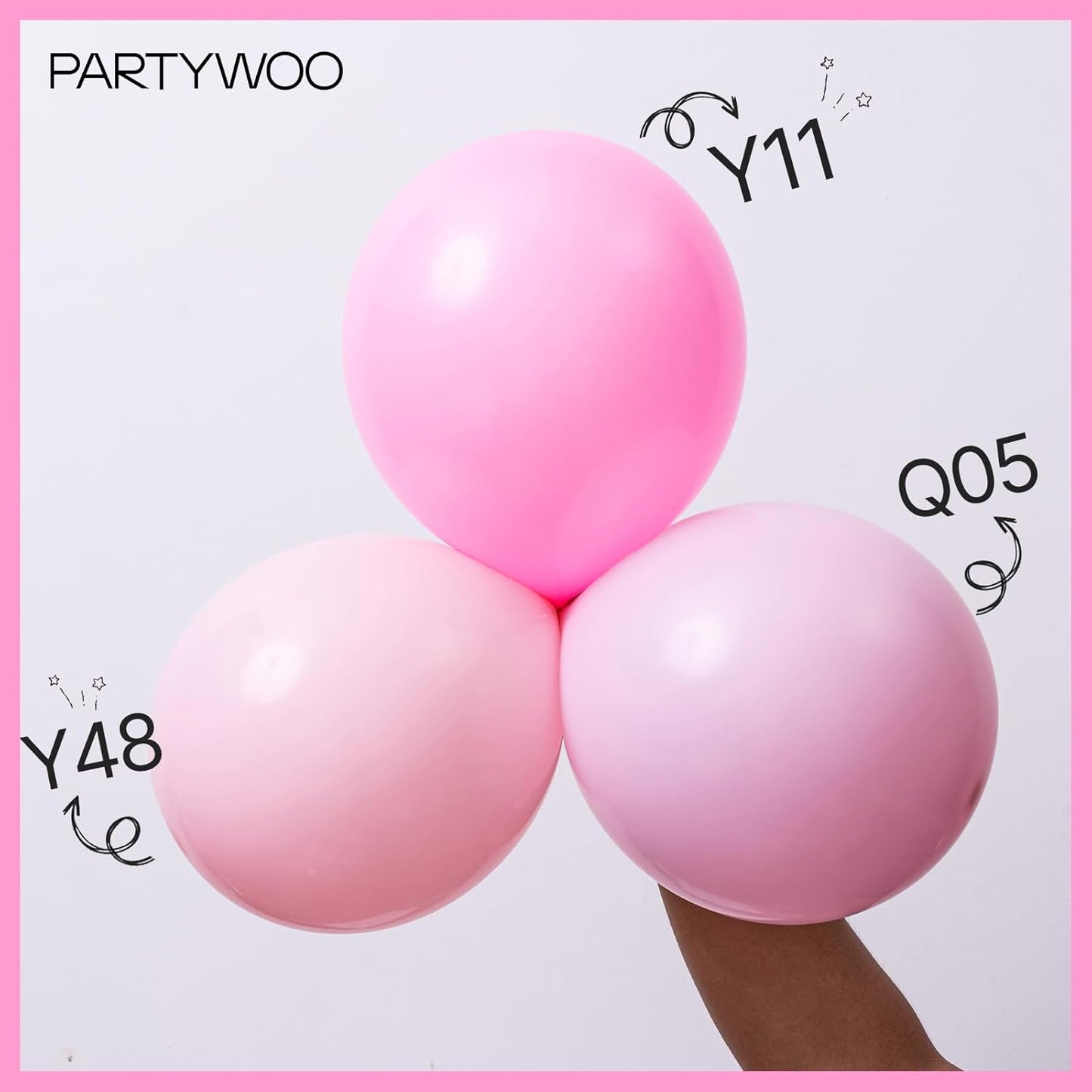 PartyWoo Light Pink Balloons - 140-Piece Pastel Balloon Arch Kit for Baby Showers & Birthdays | Various Sizes