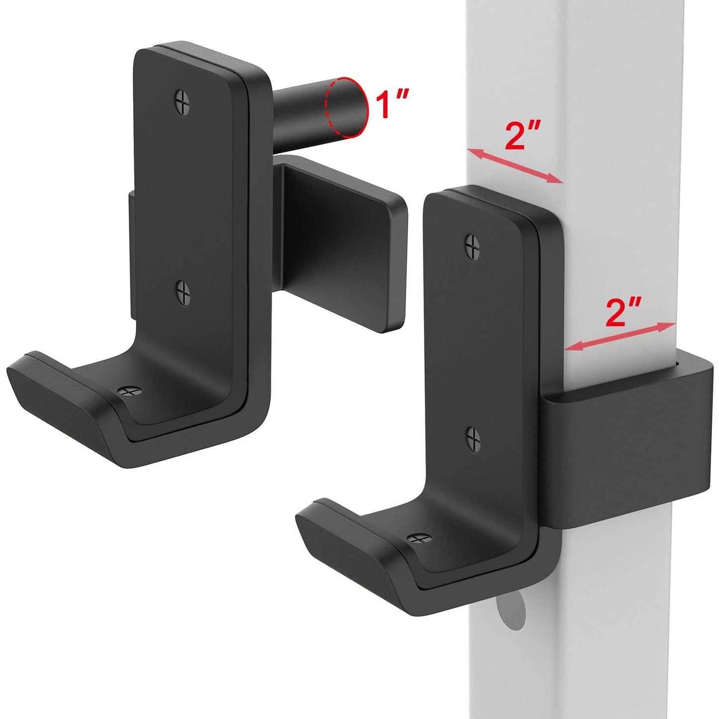 Kipika J-Hooks - Heavy Duty Steel Hooks for 2" x 2" Square Tube Power Cages with 1’’ Hole - Set of 2