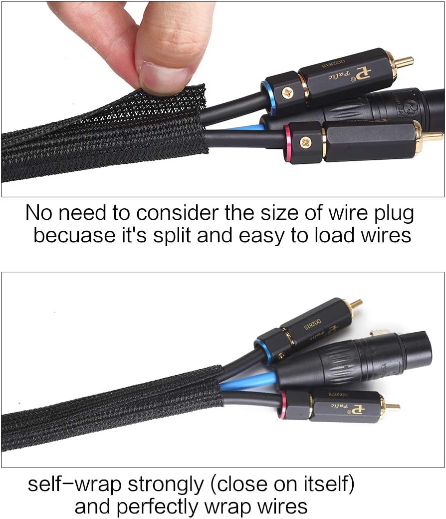 Alex Tech 25ft 1.25 inch - Cord Protector Wire Loom Tubing Cable Sleeve Split Sleeving for USB Cable Power Cord Audio