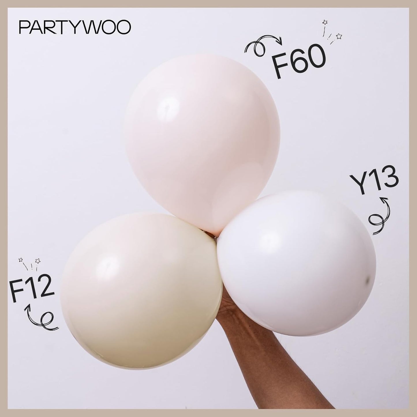 PartyWoo White Sand Balloons - 155-Piece Boho Neutral Balloon Arch Kit | 18", 12", 10", 5" Sizes for Weddings & Events